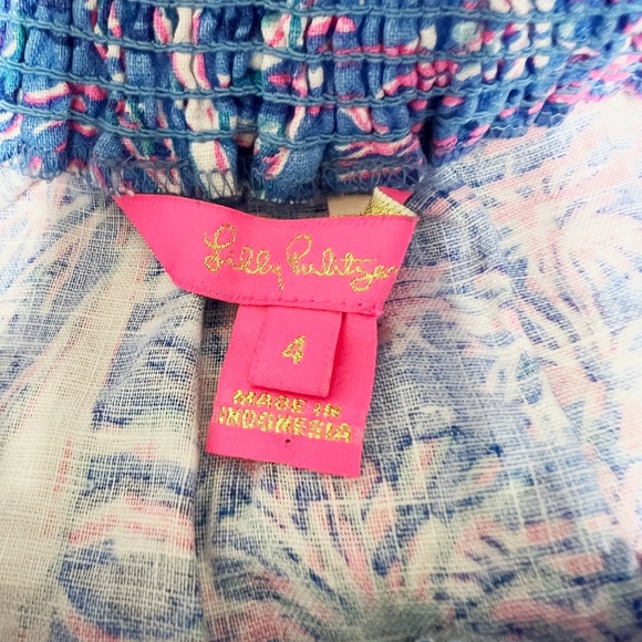 Lilly Pulitzer Keating Boca Blue Its A Sailabration Linen Blouse Shirt Top 4 - Picture 2 of 4